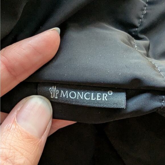 Moncler Lobelia Down Puffer Coat size S Quilted Black Bell Sleeves Midi - Picture 13 of 16